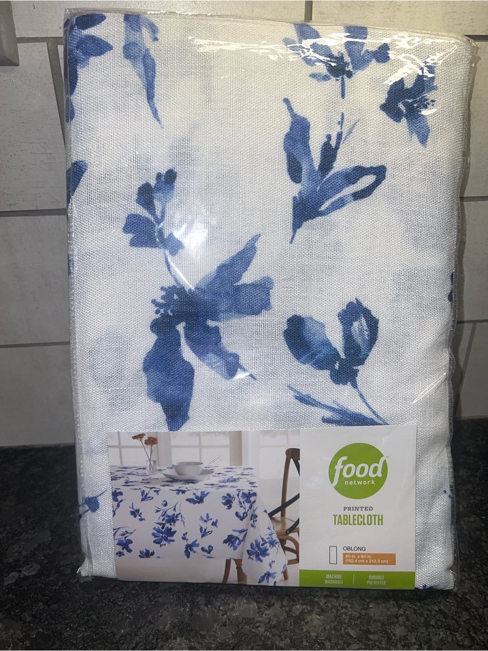 Food Network Blue and White Botanical Tablecloth